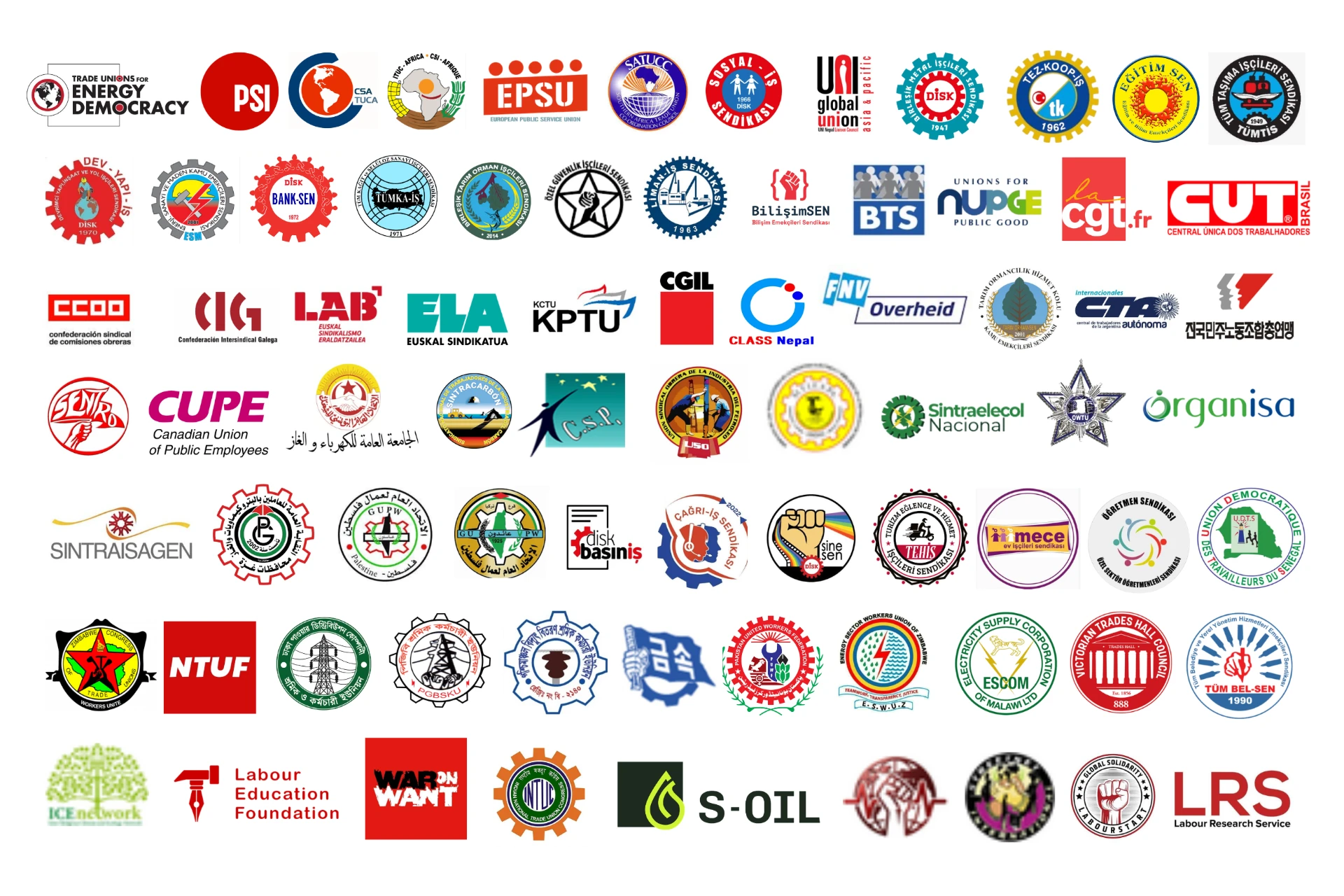 Logos of trade union bodies co-convening the TUED Interregional Meeting